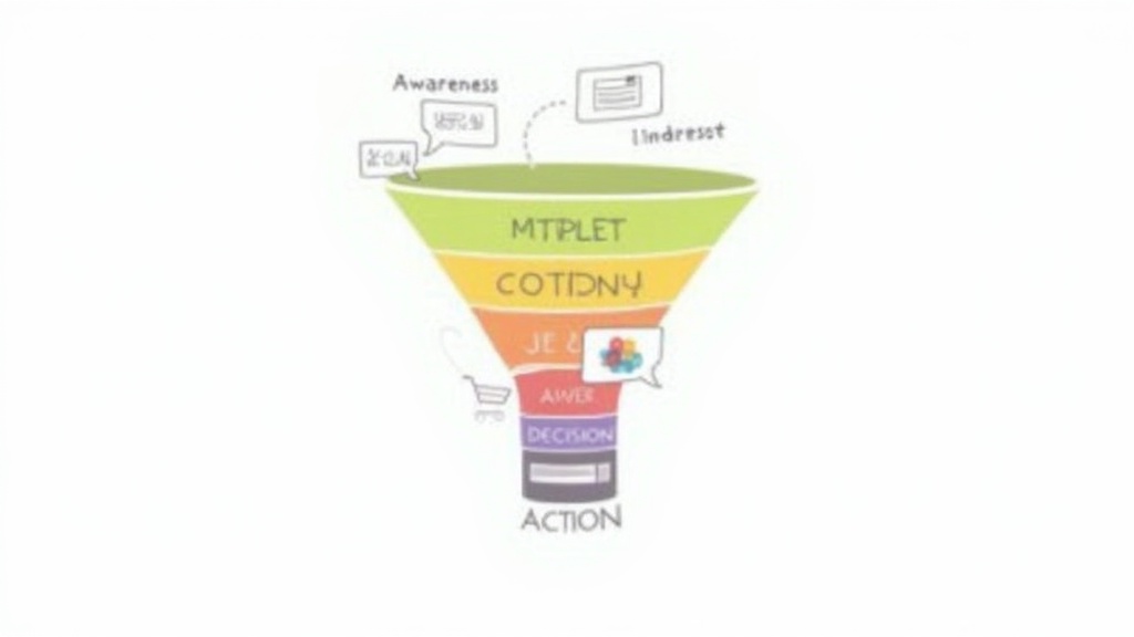 Sales funnel diagram icon with arrows showing customer journey from awareness to purchase